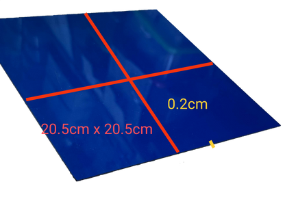 Electx Electrical Supply Optical Filter Blue 20.5cm x 20.5cm with measurement markings on the surface