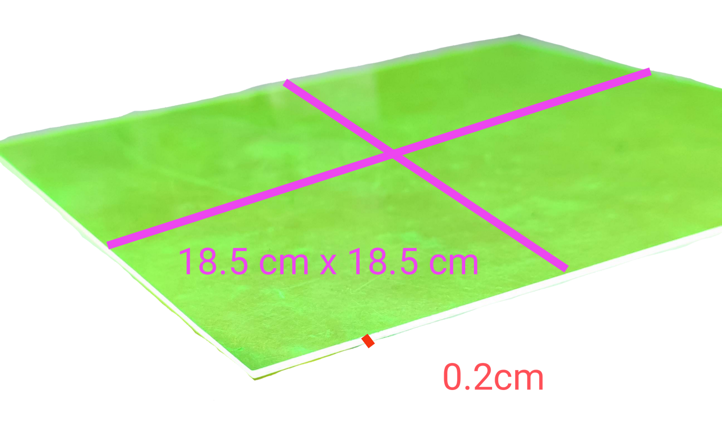 Optical Filter Neon Yellow 18.5cm x 18.5cm sheet with 0.2cm thickness on black background