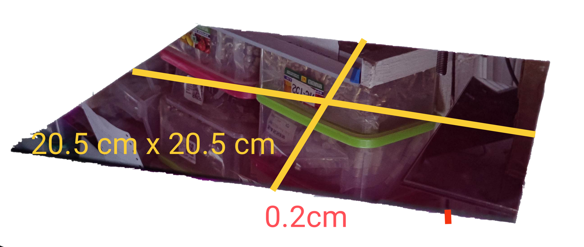 Electx Electrical Supply Optical Filter Purple 20.5cm x 20.5cm showing transparent purple filter with size markings