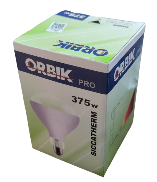 Electx Electrical Supply 375W infrared heat lamp incandescent bulb in Orbik Pro packaging