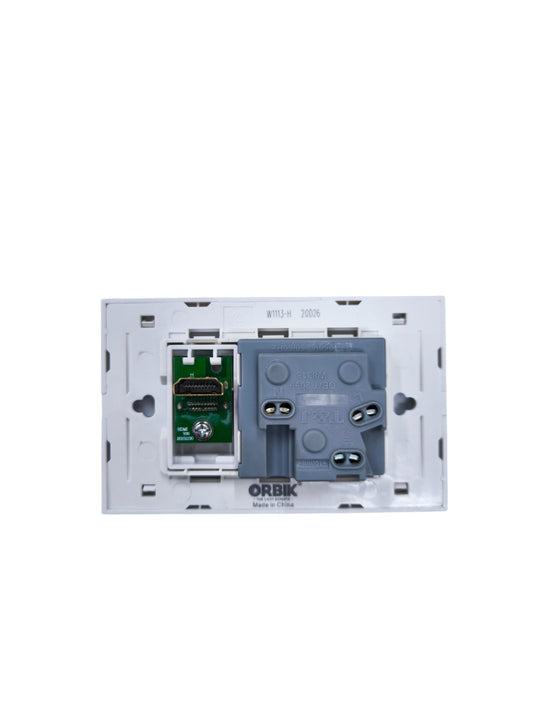 T&J universal outlet with HDMI port and multiple plug sockets in white panel