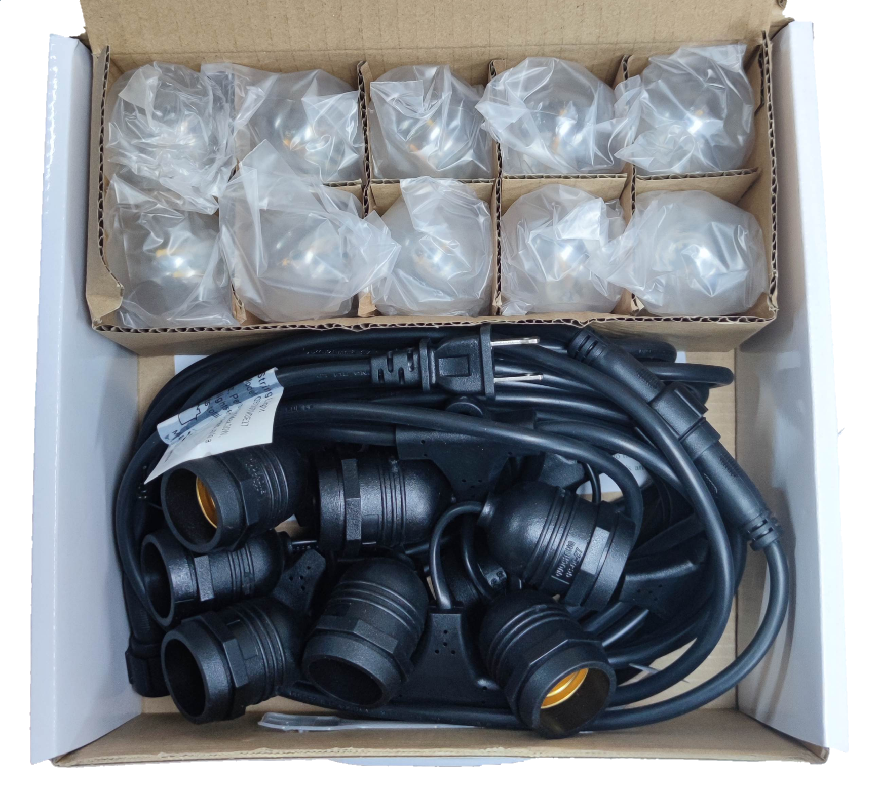 Orbik outdoor LED string lights E27 1W WW in a box with bulbs and sockets for festive decoration