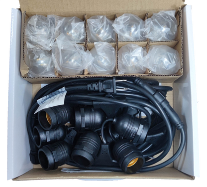 Orbik outdoor LED string lights E27 1W WW in a box with bulbs and sockets for festive decoration