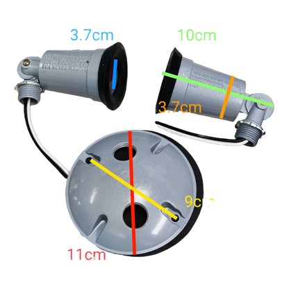 Irisram outdoor double E27 light socket installation with durable grey material and precise dimensions for easy setup