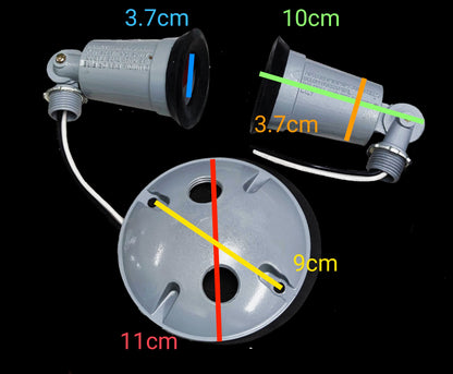 Irisram outdoor double E27 light socket with dual grey sockets and round base for lighting installation
