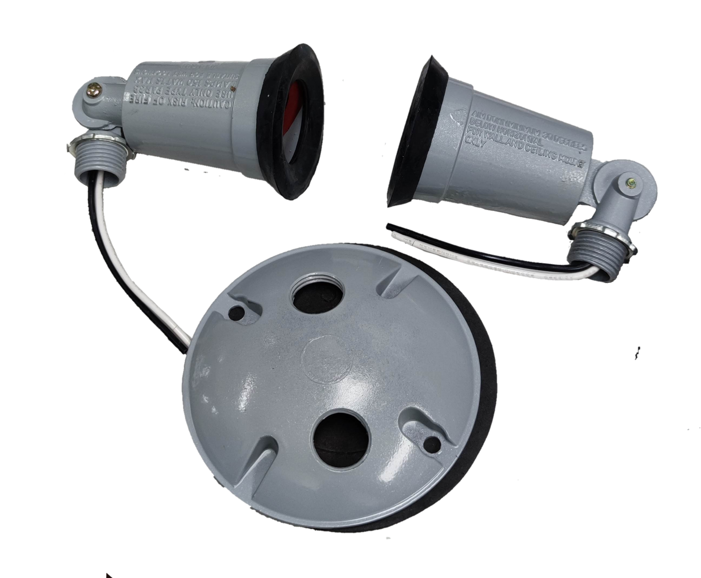 Irisram outdoor double E27 light socket with two adjustable gray sockets and round base for lighting installation