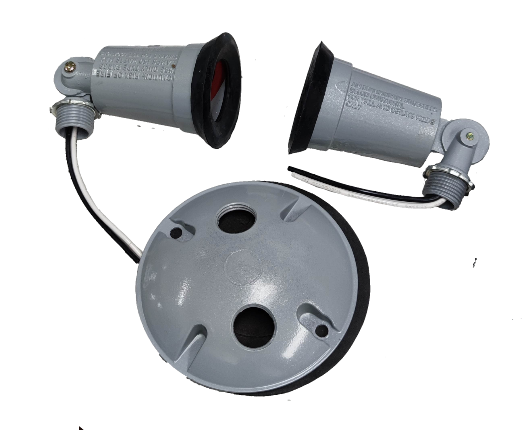 Irisram outdoor double E27 light socket with two adjustable gray sockets and round base for lighting installation