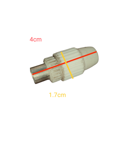 Local white PAL Plug Connector with metal tip measuring 4cm by 1.7cm for electrical circuitry parts
