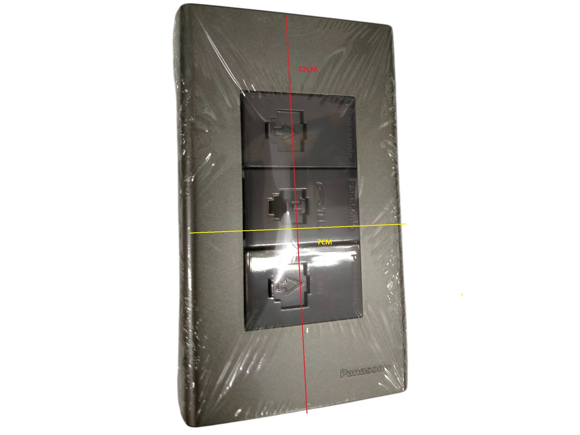 Panasonic 3 gang Cat6 ethernet wall outlet metallic gray designed for reliable network connectivity