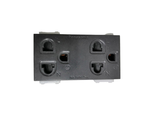 Panasonic Duplex Universal with Ground black electrical outlet socket for home wiring