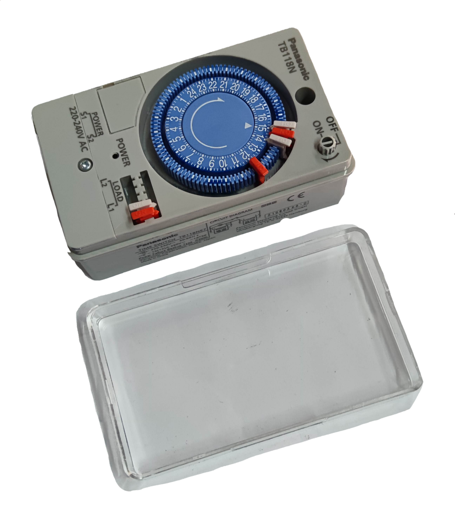 Panasonic Timer Switch 10A 220V Failure with blue dial and clear protective cover