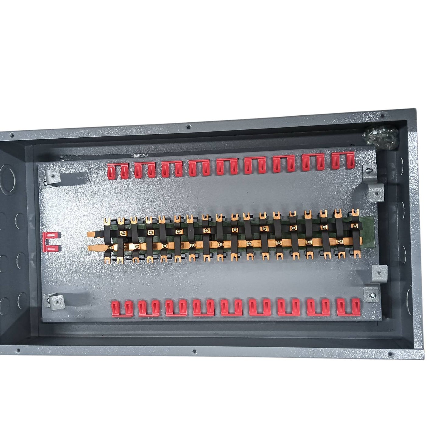 2 pole bolt on panel board with multiple terminal connections for electrical installations