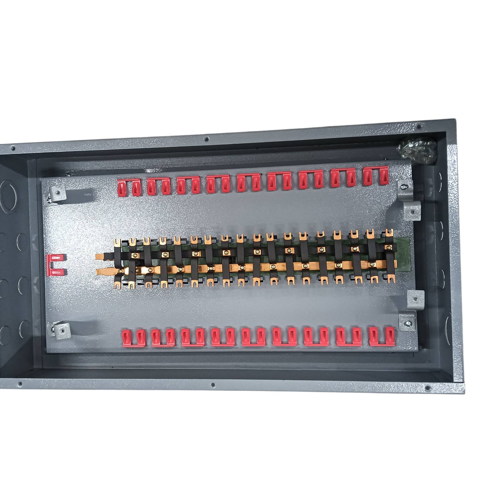 2 pole bolt on panel board with multiple terminal connections for electrical installations