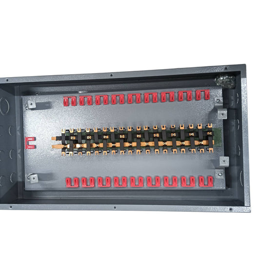 2 pole bolt on panel board with multiple terminal connections for electrical installations