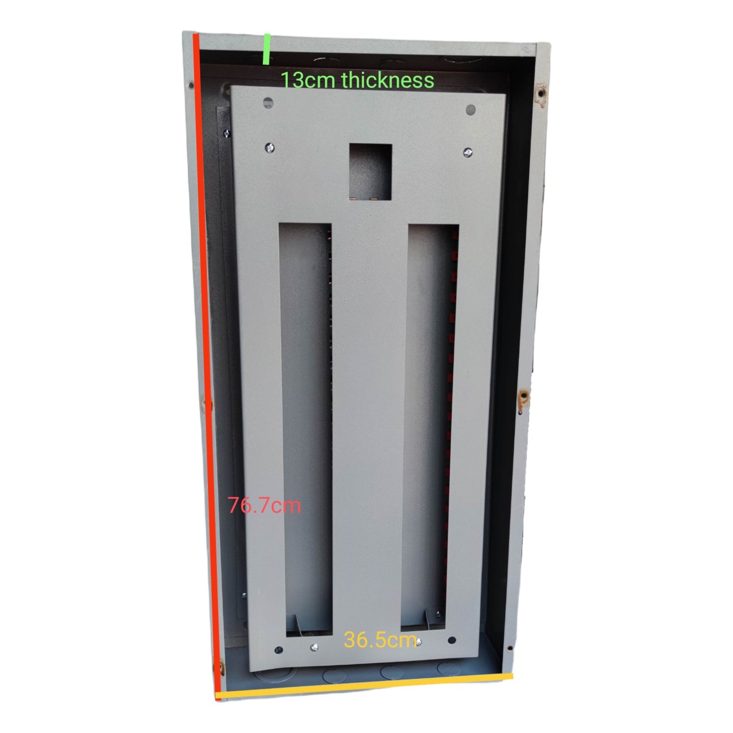 Panel Board 2 Pole Bolt on TQC Main with dimensions 76.7 cm height and 36.5 cm width