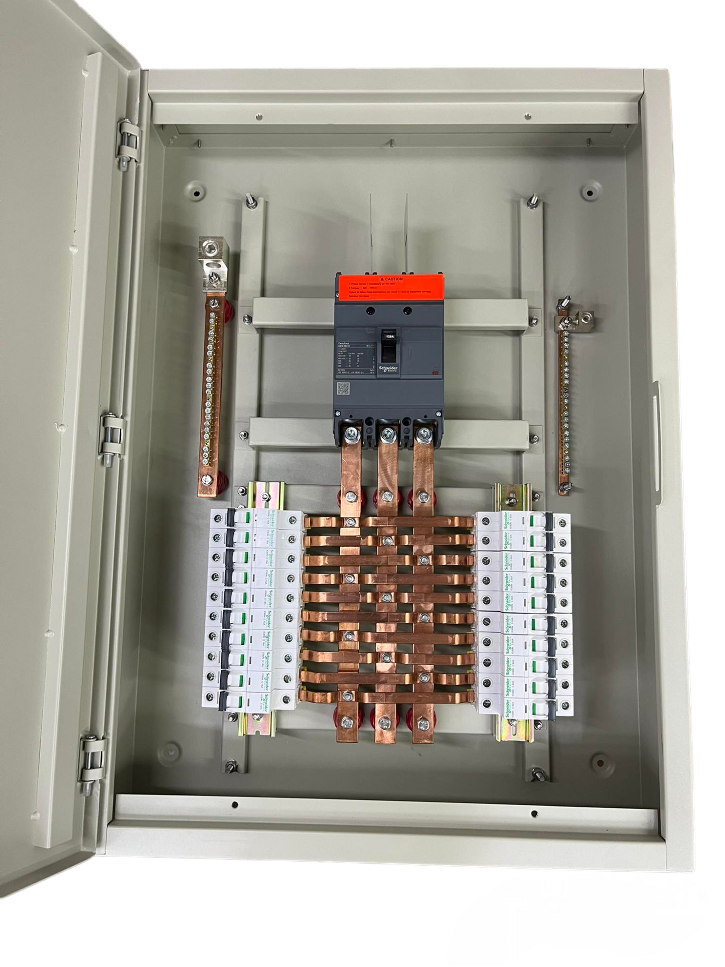 Schneider & Royu Panel Board 250A 3 Pole MCCB Main with organized copper busbars and breakers