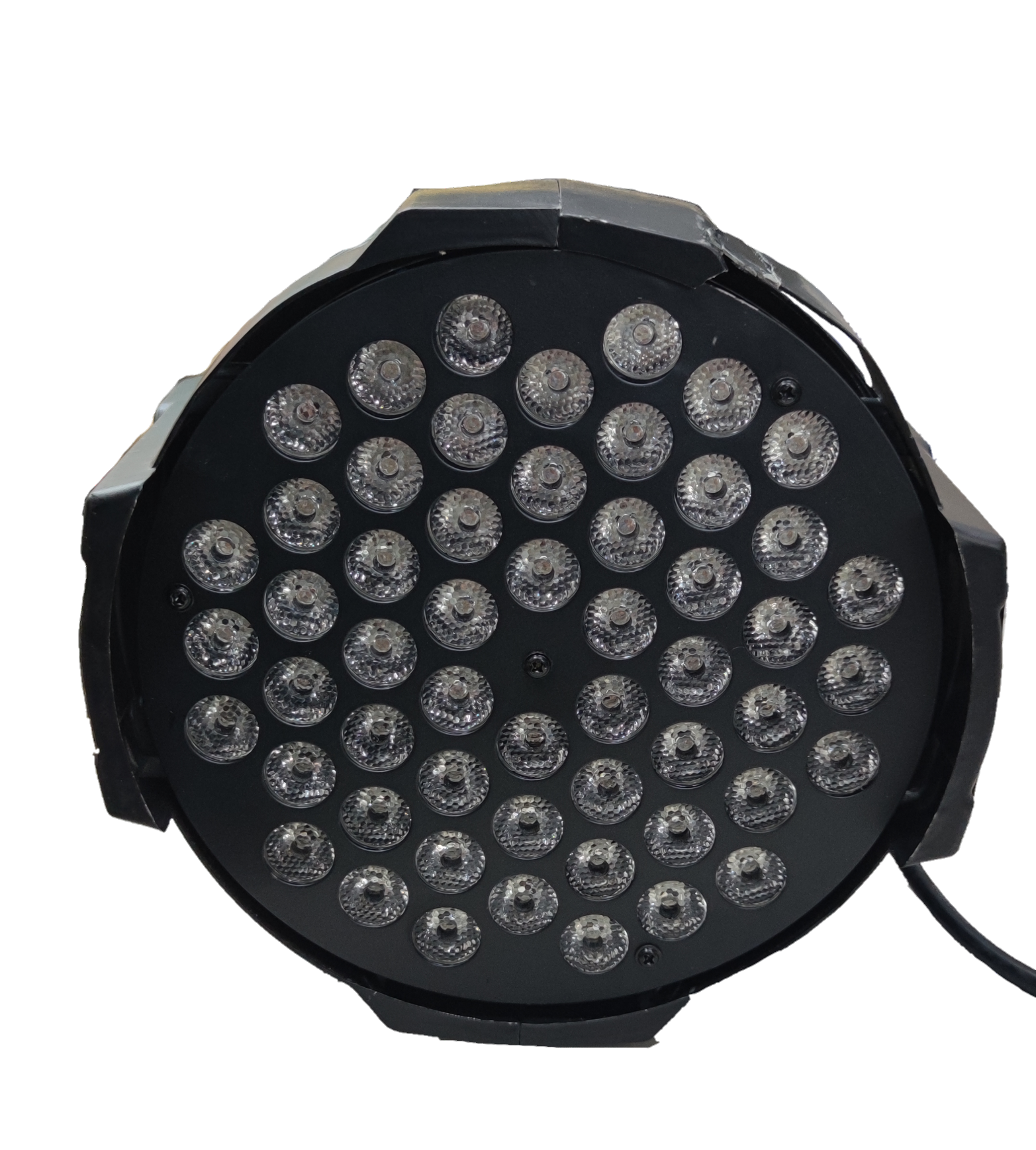 PAR LED 54 220V with DMX Signal Input round stage light with multiple LED bulbs in black housing