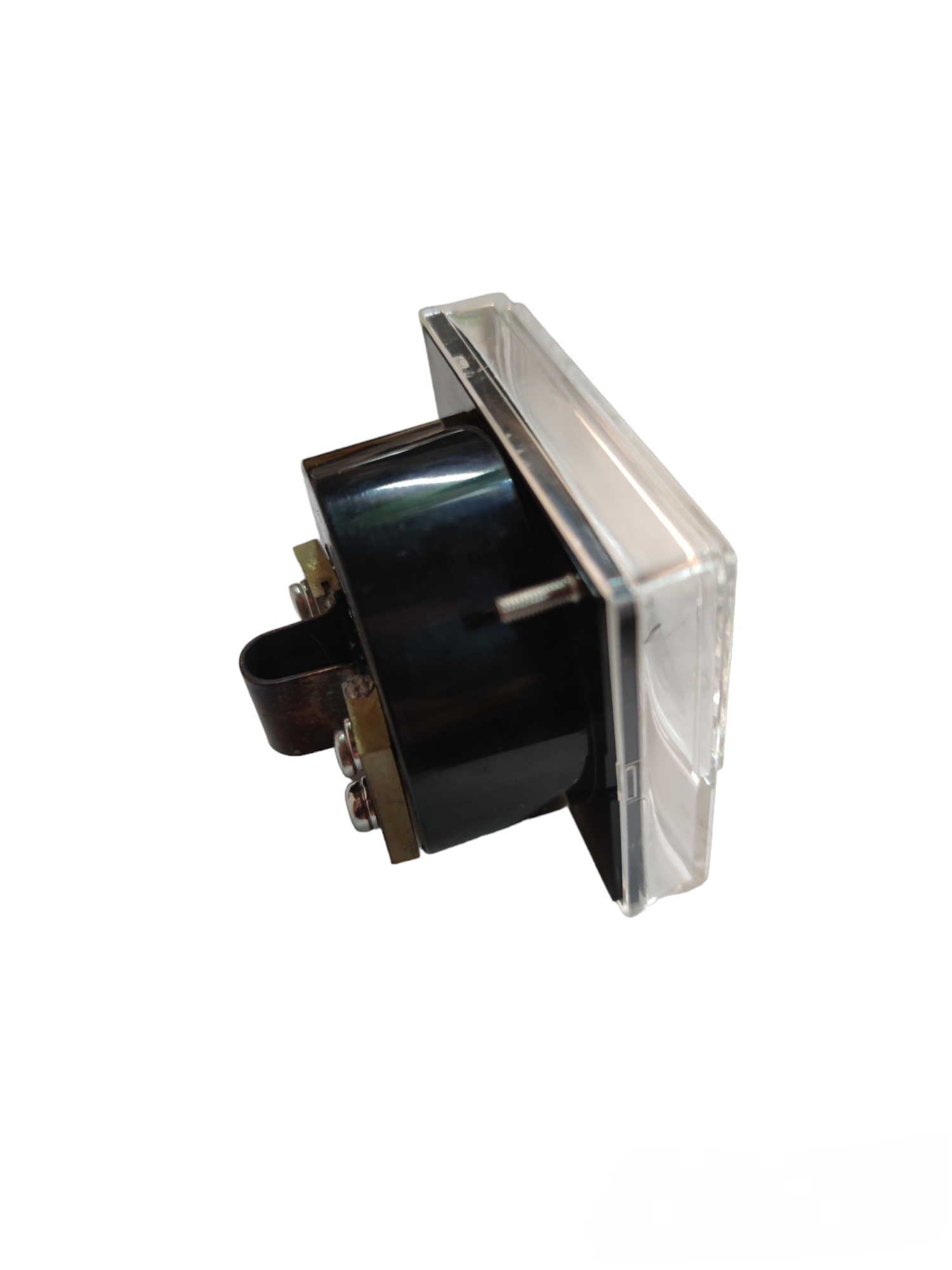 Side view of 50A DC Panel Meter 60mm x 60mm electrical part from Japan with clear protective cover