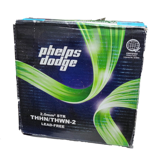 Phelps Dodge box of THHN AWG 14 Stranded Wire Black with 2.0mm2 STR lead-free wiring