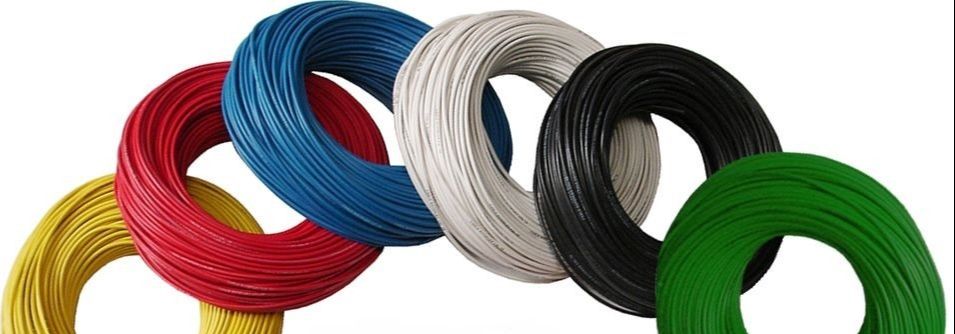 Coils of Phelps Dodge THHN Wire 30mm in multiple colors including red blue white black green and yellow