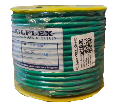 Philflex green Automotive Wire AWG 8 spool with 30 meters length for automotive use