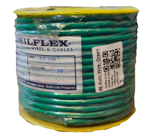 Philflex green Automotive Wire AWG 8 spool with 30 meters length for automotive use