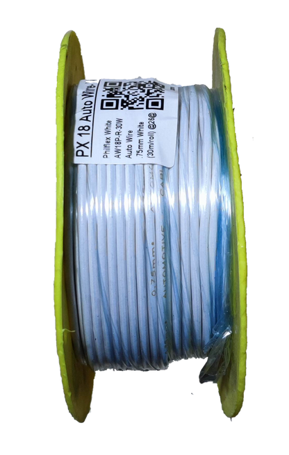 Philflex automotive wire 18 AWG spool with white insulated wire for automotive electrical use