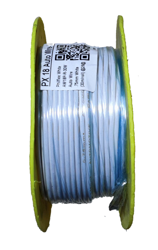 Philflex automotive wire 18 AWG spool with white insulated wire for automotive electrical use
