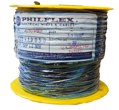 Philflex AWG 10 automotive wire spool with 5.5 mm size and 30-meter length for automotive electrical use