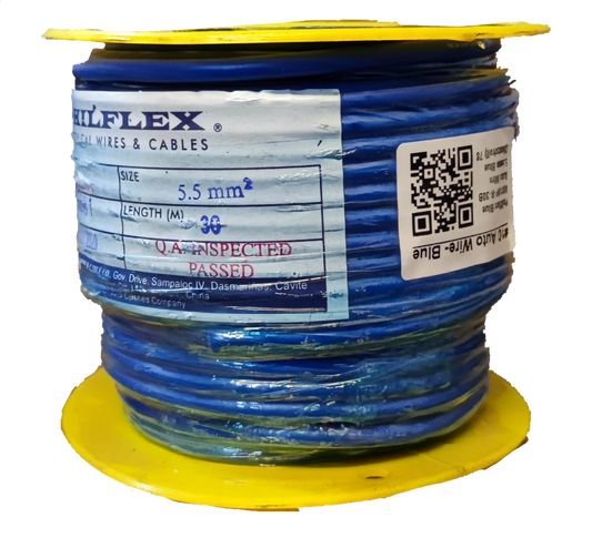 Philflex AWG 10 automotive wire spool in blue with 30 meter length and quality inspected