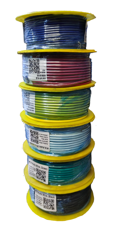 Philflex AWG 14 automotive wire spools in various colors for versatile wiring needs