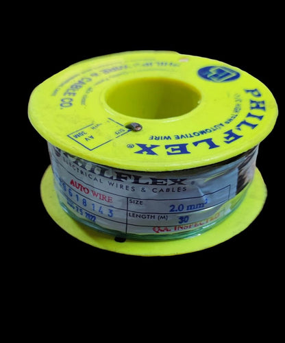 Philflex AWG 14 automotive wire on a yellow spool, suitable for various automotive applications