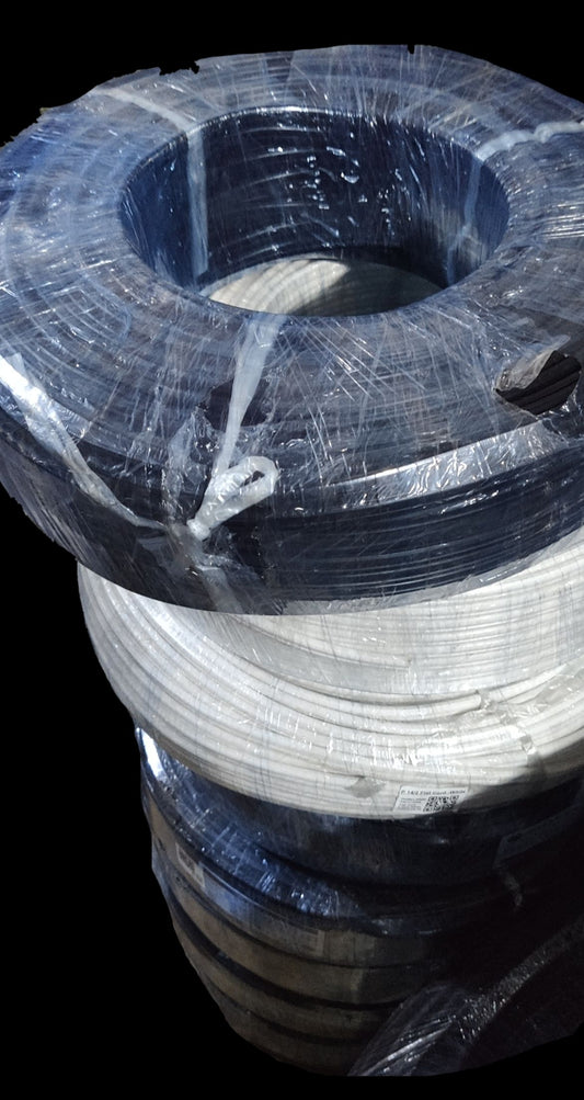 Philflex flat cord wire AWG 12 - 2C black and white coiled flat cord rolls wrapped in plastic for wiring