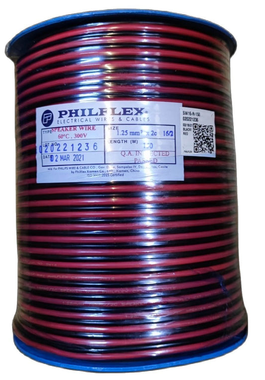 Philflex Speaker Wire AWG 16/2 Red and Black Pre-Cut, 1.25mm R/B Speaker Wire Pre Cut