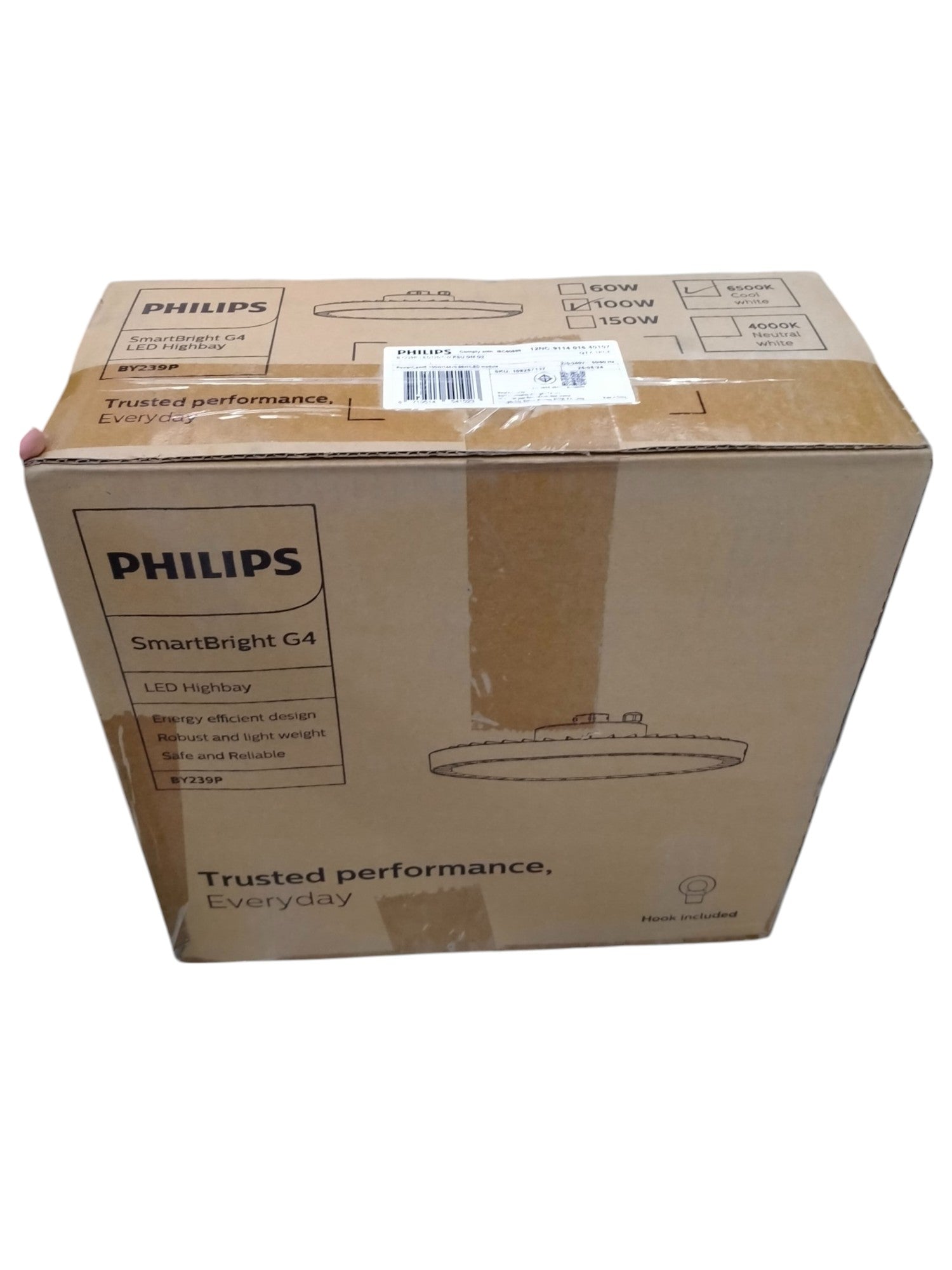 Philips 100W LED high bay light SmartBright G4 ceiling light in cardboard box packaging