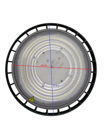 Philips 100W LED high bay light circular ceiling light with visible LED array and black protective frame
