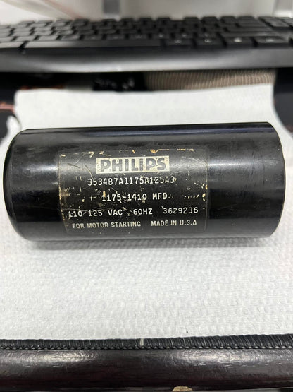 Philips 1175-1410MFD motor start capacitor black cylindrical electrical part for motor starting