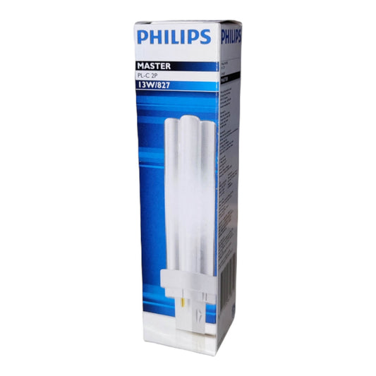 Philips light bulb packaging on a white background PLC2P13W/827