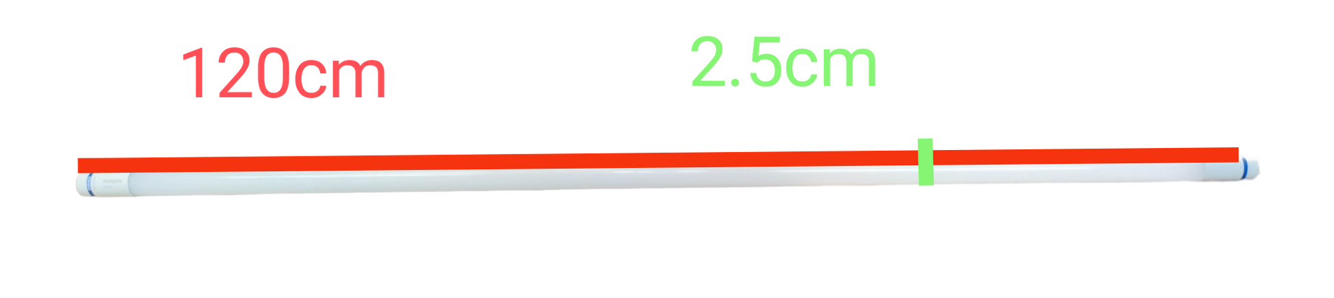 Philips 14W LED T8 tube daylight with dimensions of 120cm length and 2.5cm diameter for bright lighting