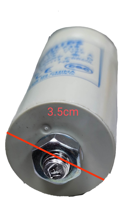 Philips 18UF lamp capacitor with a silver mounting bolt for electrical circuitry applications