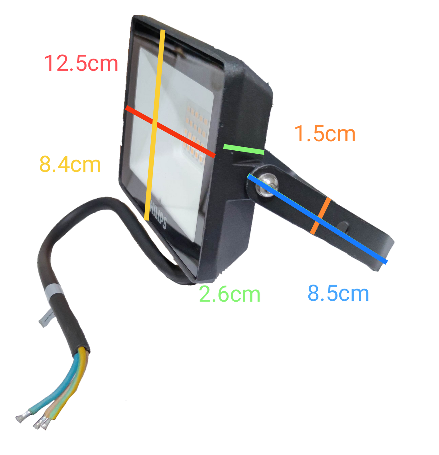 Philips 20W LED flood light 220V outdoor with dimensions and wiring for easy installation