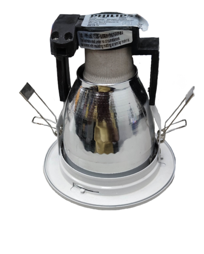 Philips 3.5 Inch Recessed Downlight E27 with reflective interior and mounting clips for lighting installation