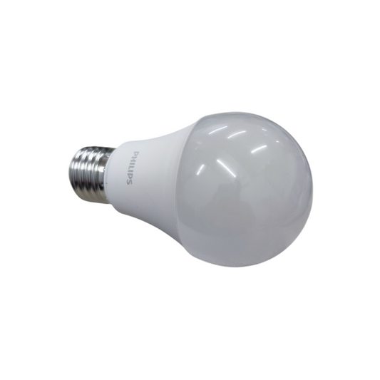 Philips 9W LED bulb E27 warm white, energy-efficient with a soft light for home lighting.