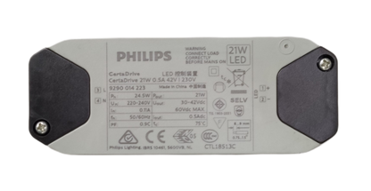 Philips Certa Drive 21W 30-42Vdc LED driver with specifications and connection information