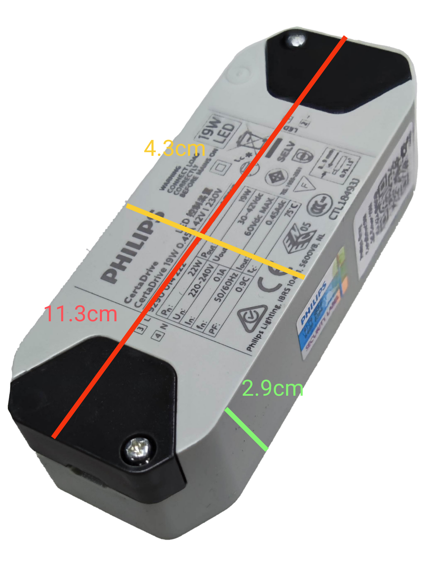 Philips LED driver 19W 42V for lighting with compact design and labeling for easy installation