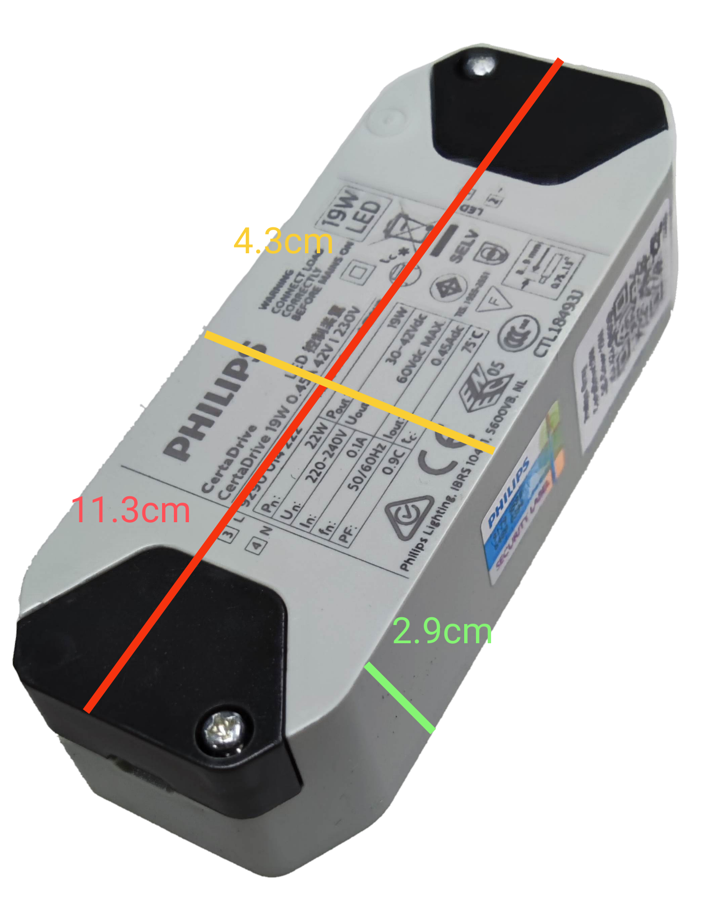 Philips LED driver 19W 42V for lighting with compact design and labeling for easy installation