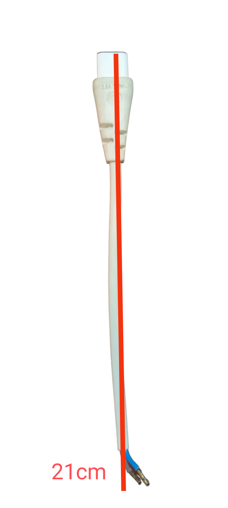 Philips T5 batten connector with white casing and attached wiring measuring 21cm