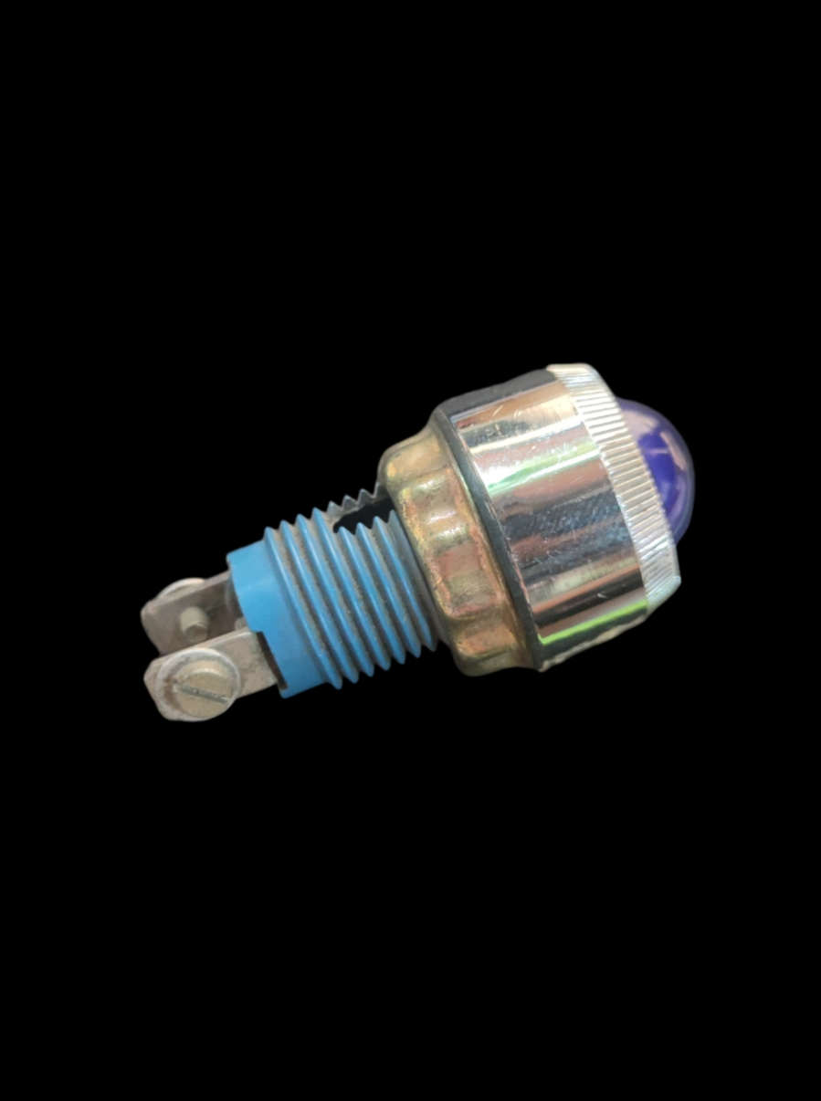 Taiwan made Pilot Lamp Fixture E10 14mm with blue lens and metal threaded base for work safety lights