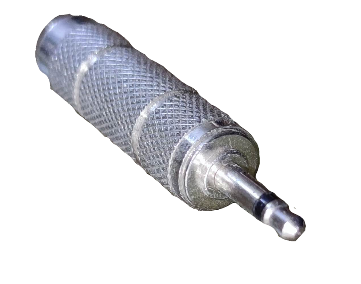 Close-up of PL-55 Female to Male Mono Adaptor with textured grip for reliable connection