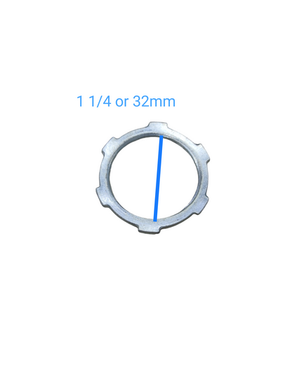Locknut for RSC Pipes 15mm zinc plated slotted conduit locknut with six tabs shown on white background